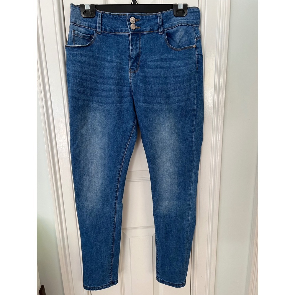 TALA Womens High Rise Skinny Jeans Medium Wash Double Button Size 12